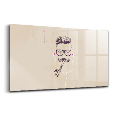 Üvegkép falra Férfi pipával és fejhallgatóval