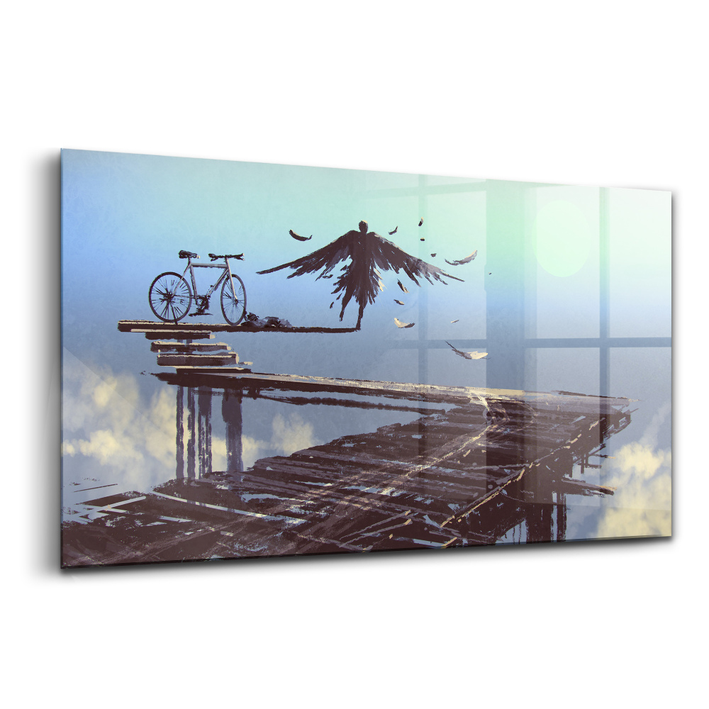 Üvegkép falra Angyal kerékpár