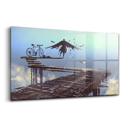 Üvegkép falra Angyal kerékpár