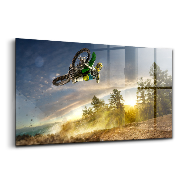 Egyedi üvegkép Motocross erdő