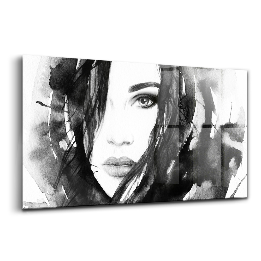 Üvegkép falra Női portré akvarell