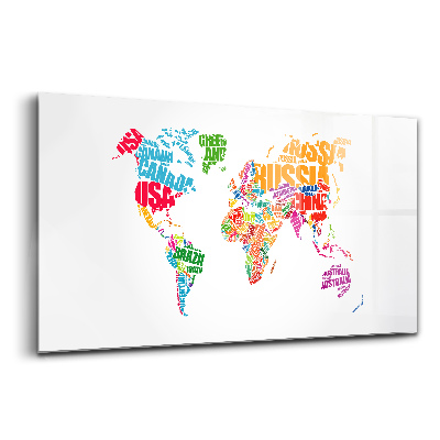 Egyedi üvegkép Világtérkép