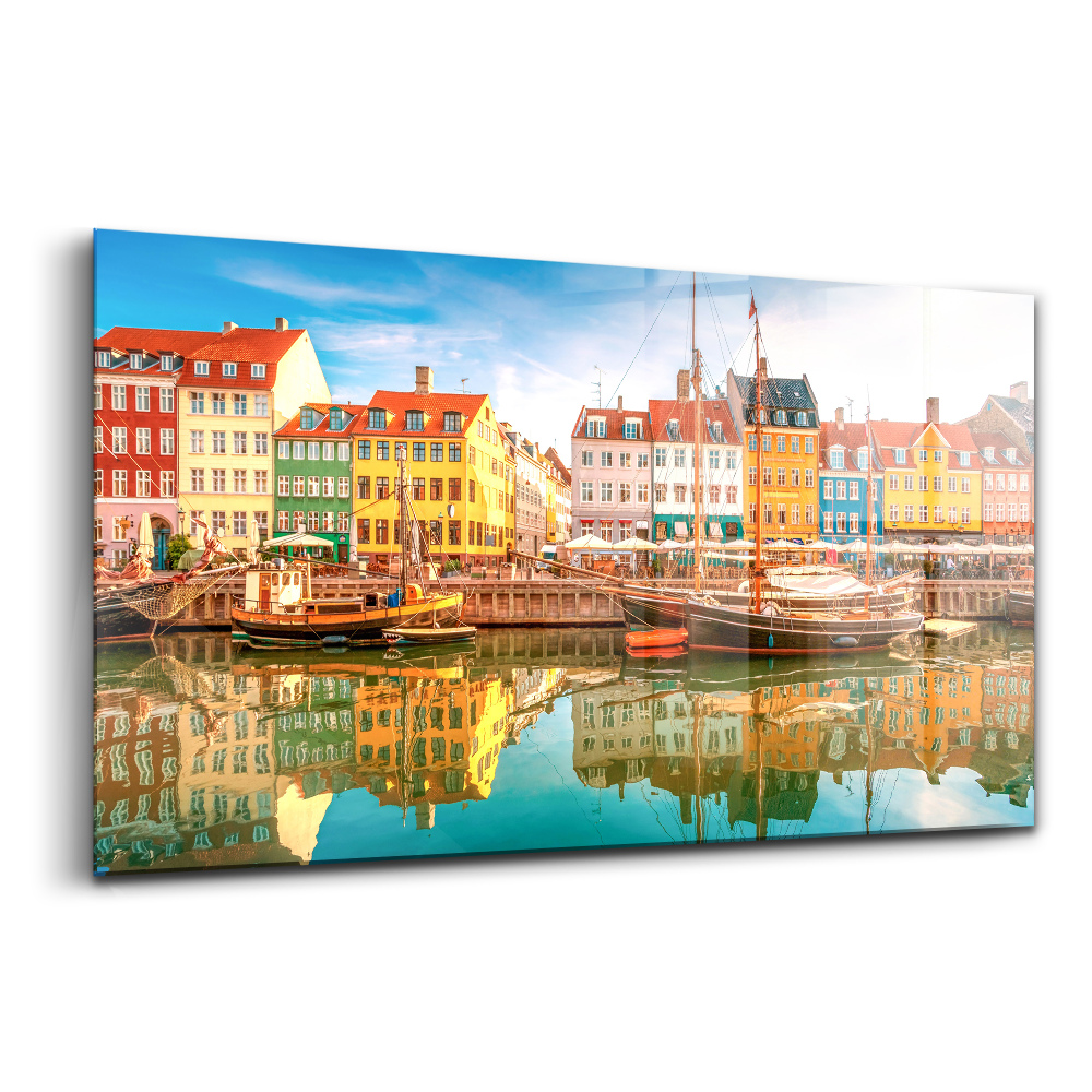 Üvegkép falra Város a vízparton