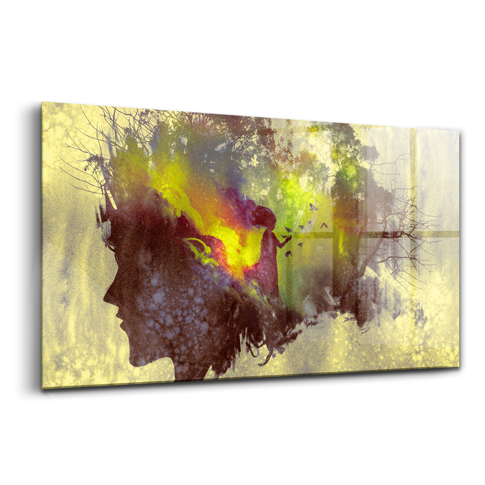 Üvegkép Nő az erdőben