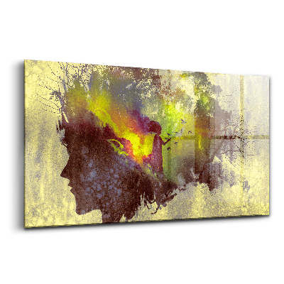 Üvegkép Nő az erdőben