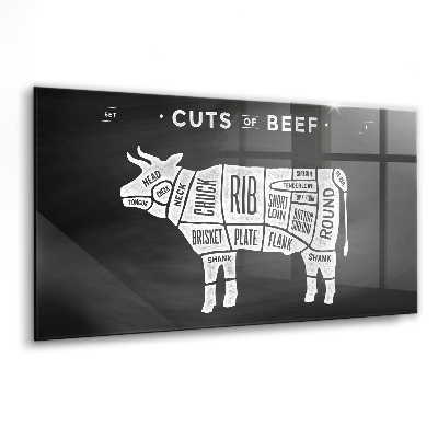 Üvegkép falra Plakát hentes diagram tehén