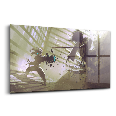 Üvegkép falra Szamuráj robot harc