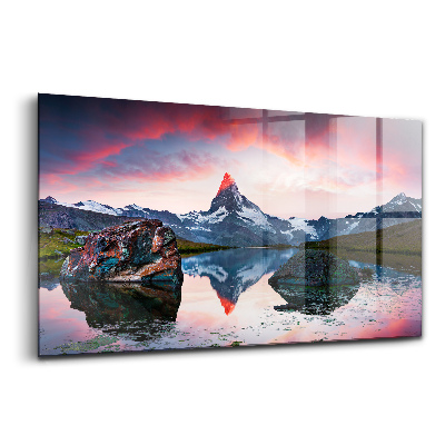 Üvegkép Tó stellisee matterhorn