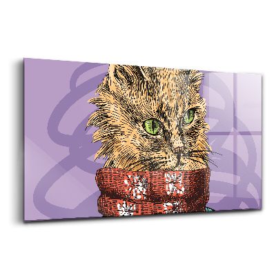 Egyedi üvegkép Macska sálban