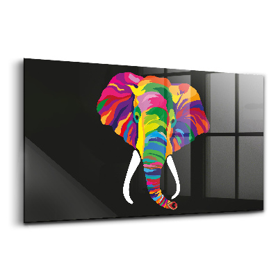 Üvegkép falra Színes elefánt