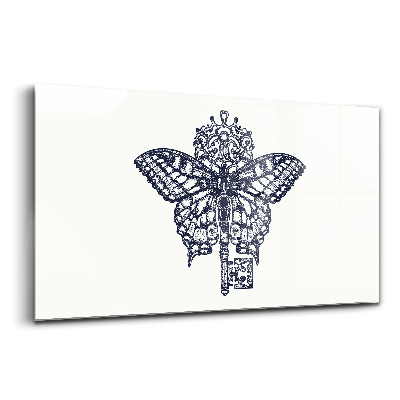 Üvegkép falra Pillangó és kulcs boho stílusban