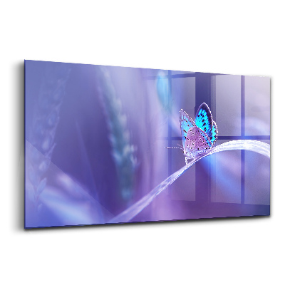 Egyedi üvegkép Pillangó a fűben