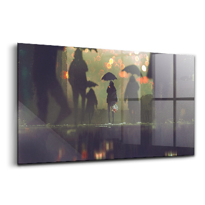 Üvegkép Emberek esernyővel