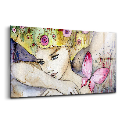 Egyedi üvegkép Nő színes hajjal