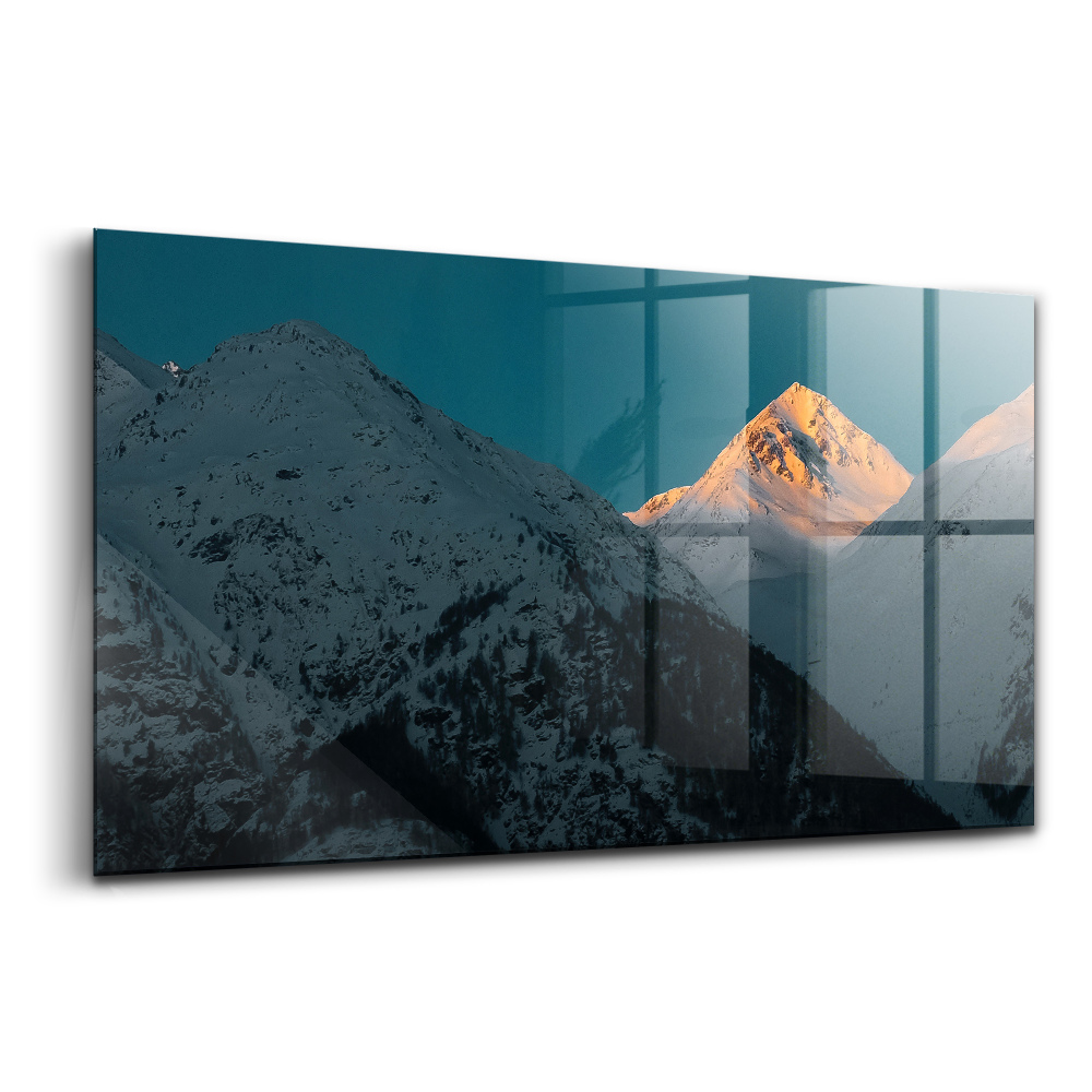 Egyedi üvegkép Naplemente a hegyekben