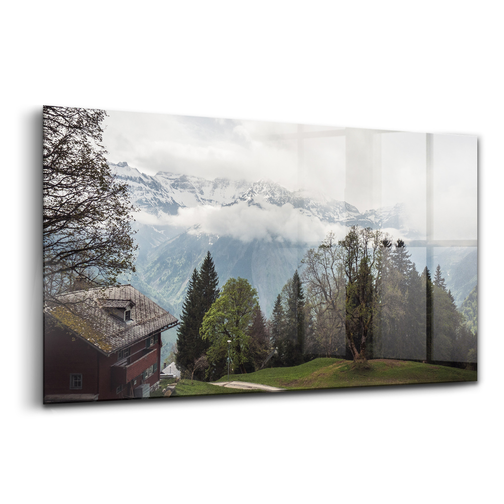 Üvegkép Festői kilátás egy svájci hegyre