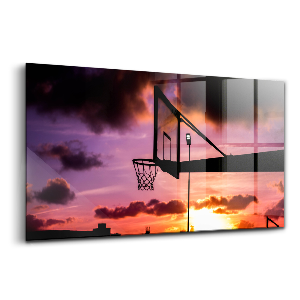 Üvegkép falra Kosárlabda és naplemente