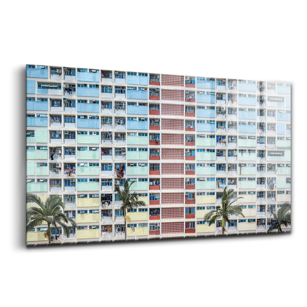 Üvegkép Színes épület Hongkongban