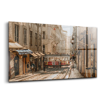 Egyedi üvegkép Nézet a lisszaboni villamosra