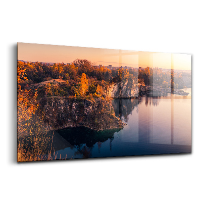 Üvegkép falra krakkói tó zakrzówek ősz