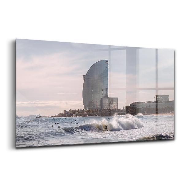 Üvegkép Barcelona szörfös