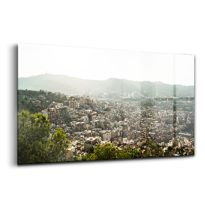 Egyedi üvegkép Barcelona panoráma montjuic