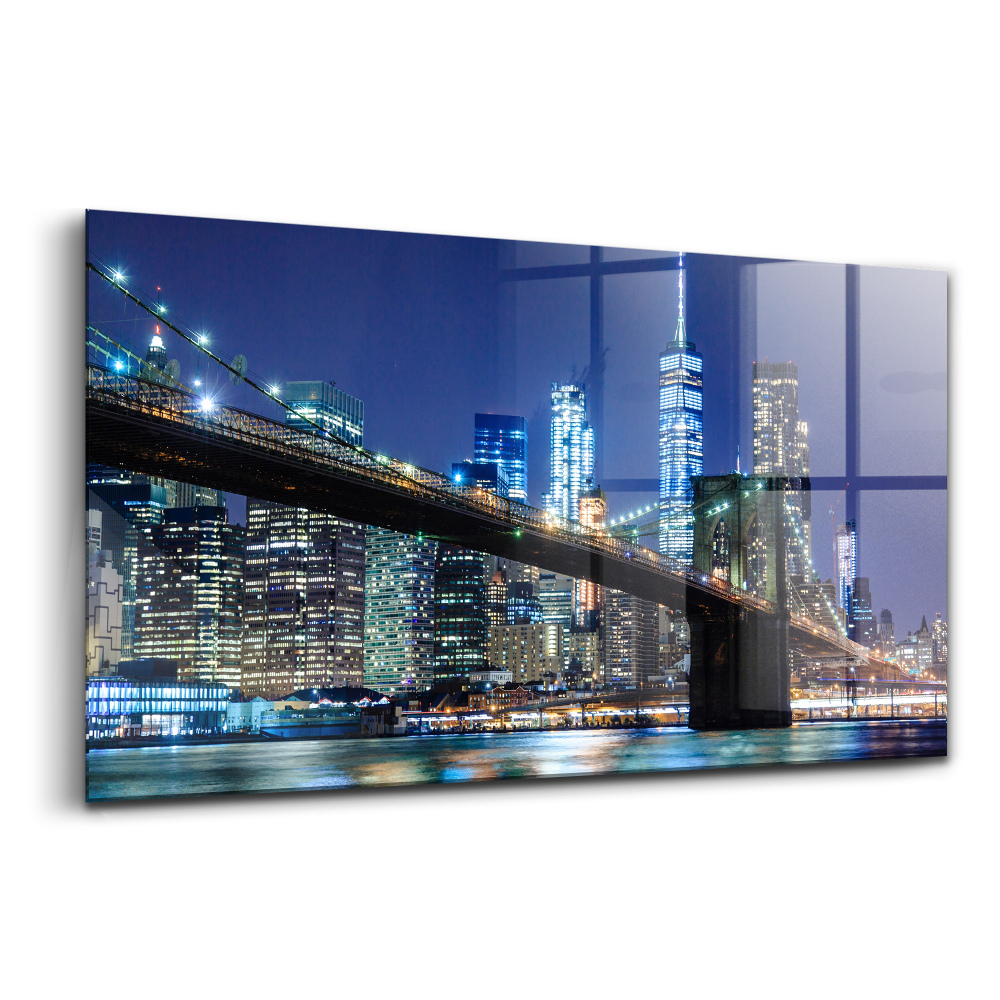 Üvegkép Brooklyn híd New York éjszaka