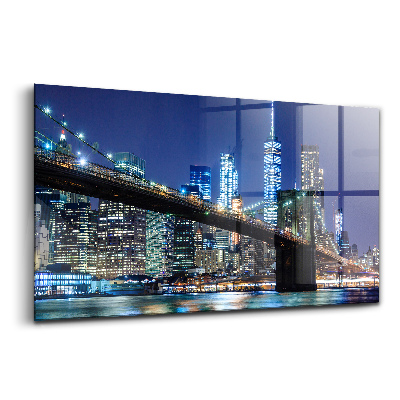 Üvegkép Brooklyn híd New York éjszaka
