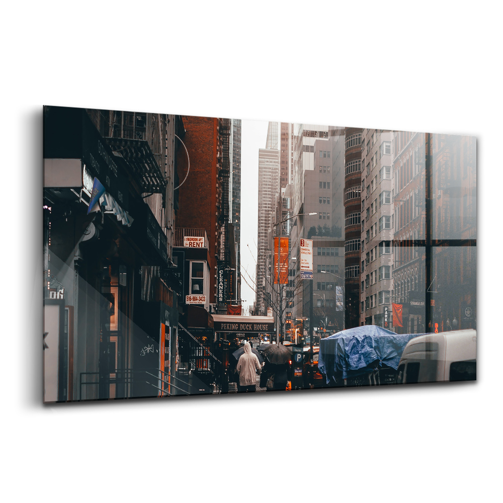 Üvegkép Városi utcák és emberek New Yorkban