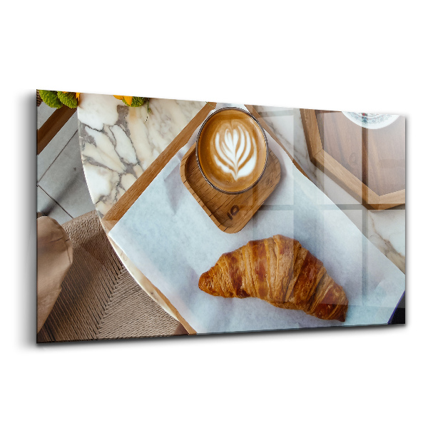 Üvegkép Francia croissant és kávé