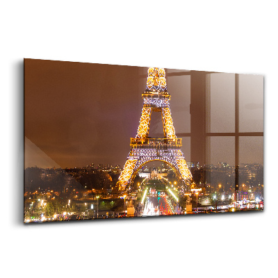 Egyedi üvegkép Megvilágított Eiffel-torony Párizs