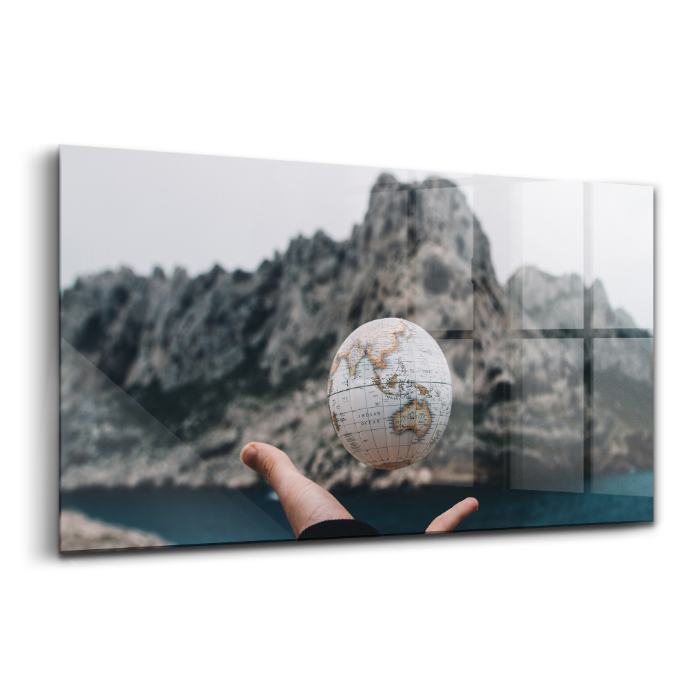 Üvegkép falra Globe földgömb hegyek