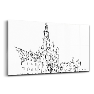 Üvegkép falra Poznan illusztráció az óvárosról