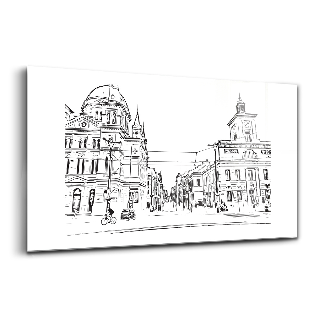 Egyedi üvegkép Poznan illusztráció az óvárosról