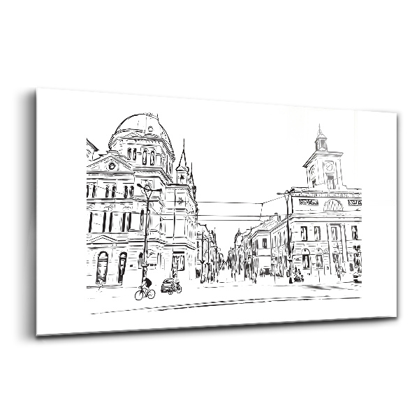 Egyedi üvegkép Poznan illusztráció az óvárosról