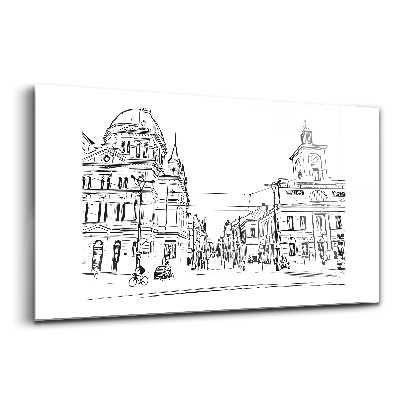 Egyedi üvegkép Poznan illusztráció az óvárosról