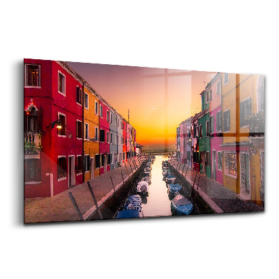 Üvegkép Csónakok és egy olaszországi víztömeg