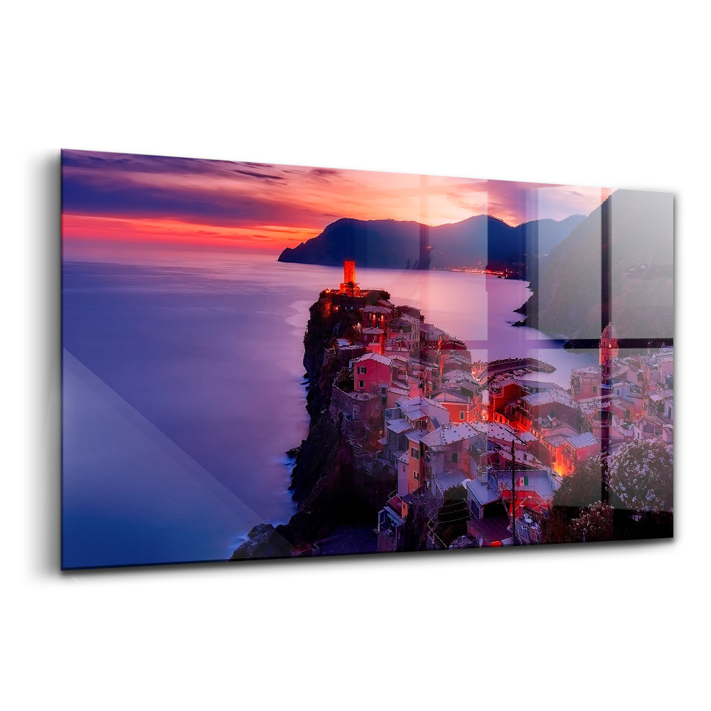 Egyedi üvegkép Házak a víz mellett