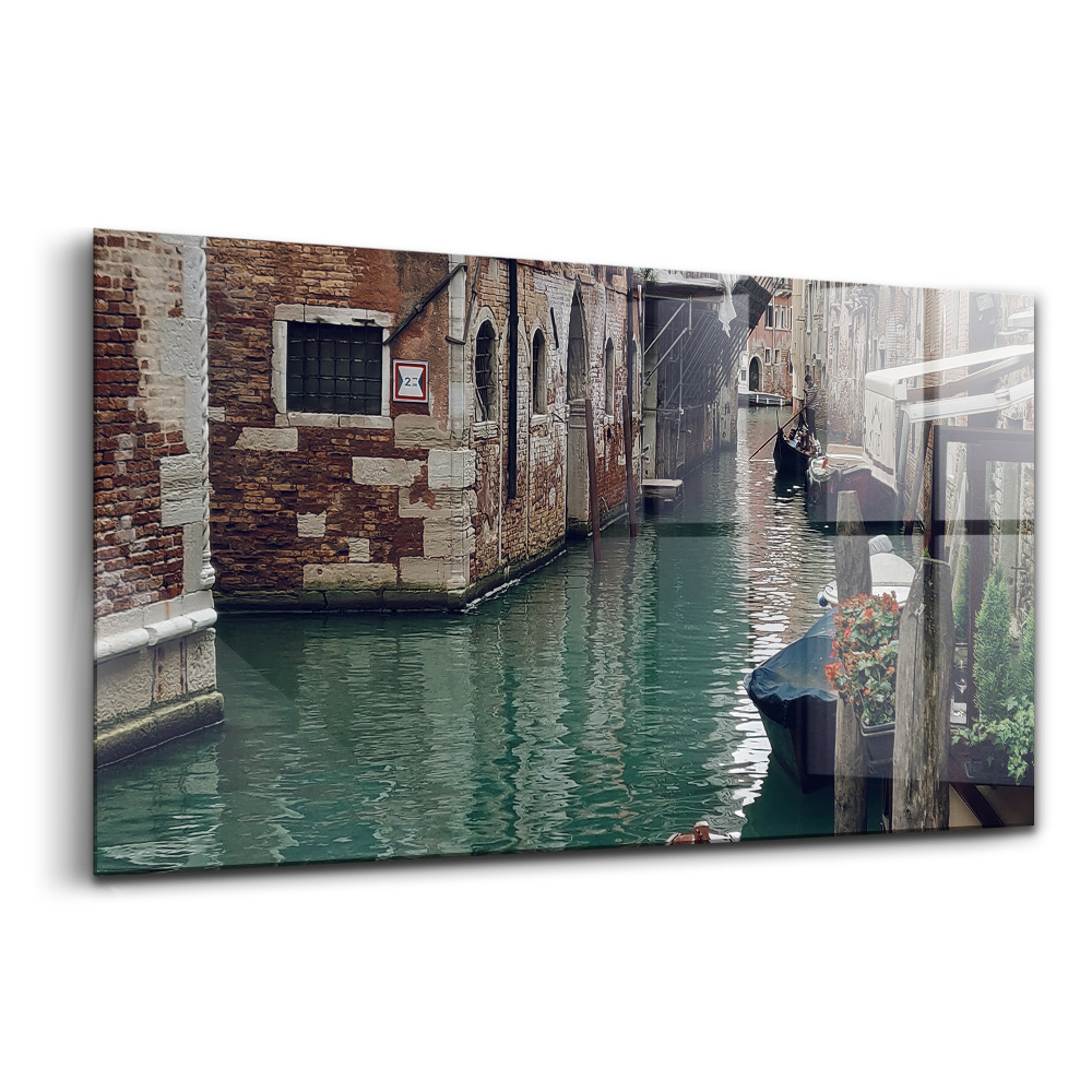 Egyedi üvegkép Hajó a velencei csatornák között