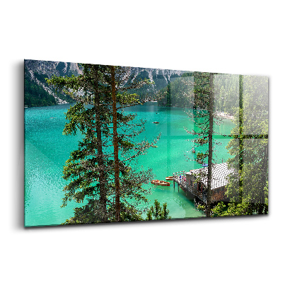 Üvegkép falra Fából készült kenu a vízben