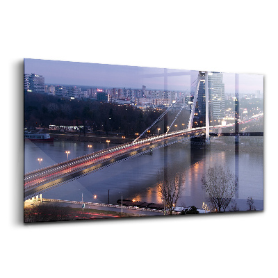 Egyedi üvegkép Ufo híd a Duna felett Pozsonyban
