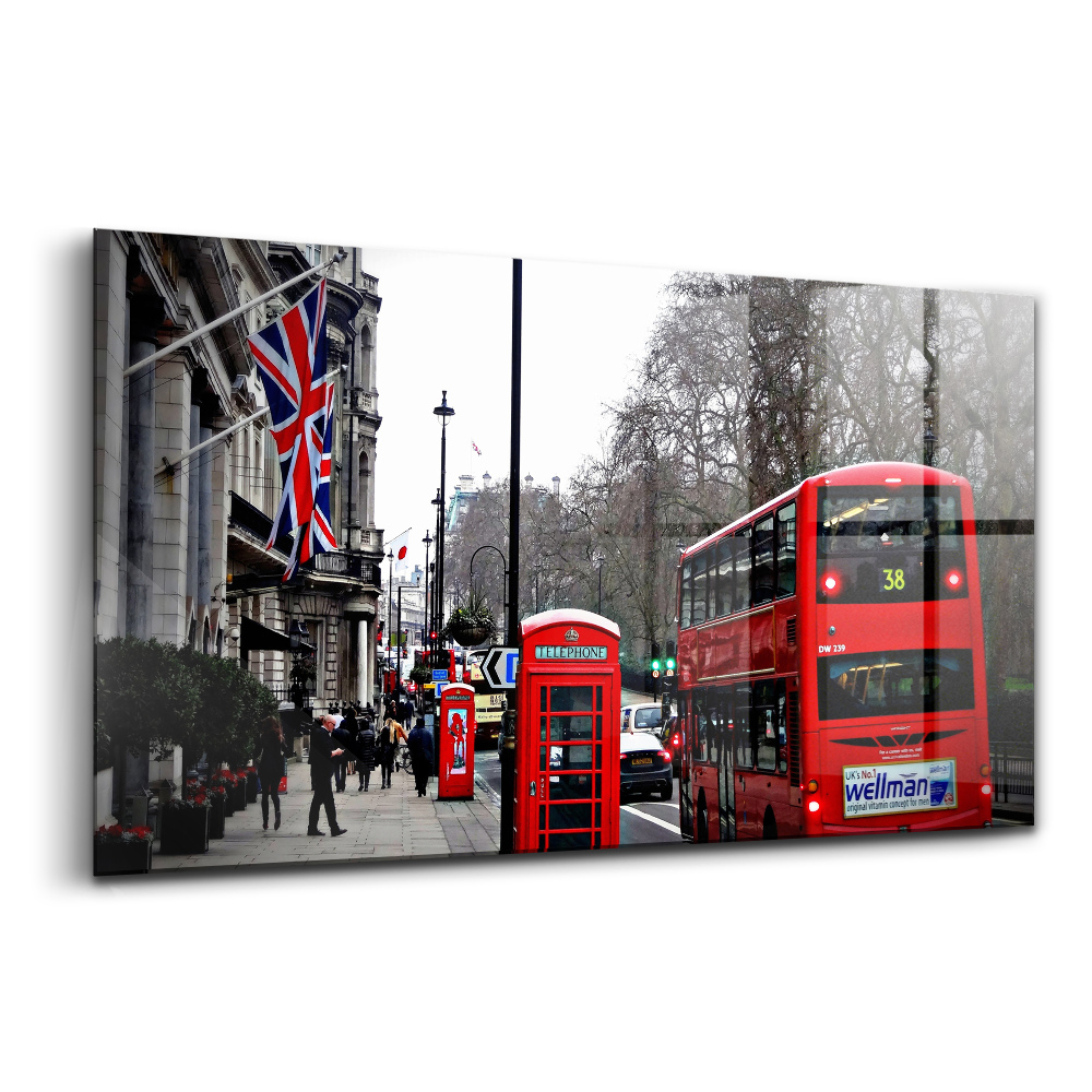 Üvegkép falra Busz és telefonfülke