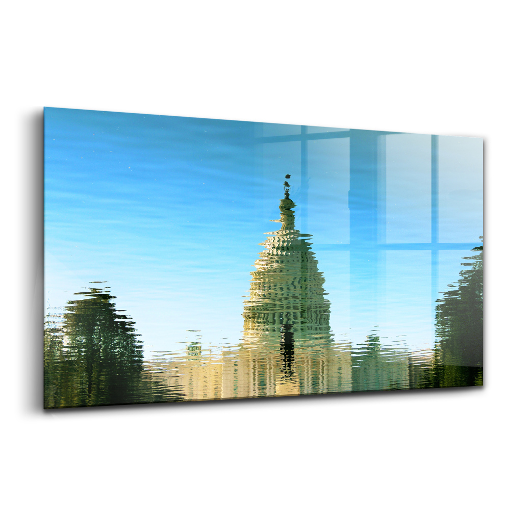 Üvegkép A mecset tükröződése a vízen