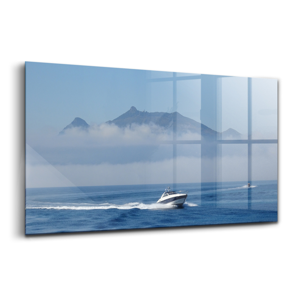 Üvegkép falra Lebegő hajó az óceánon