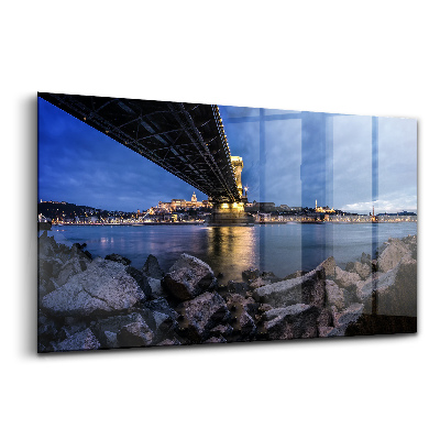 Üvegkép falra Sziklás part a híd alatt