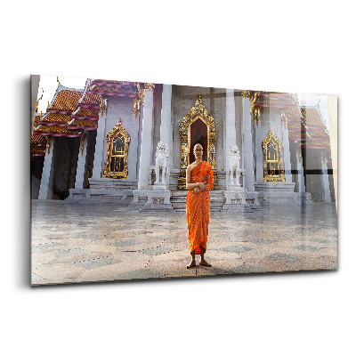 Üvegkép falra Szerzetes egy templom előtt