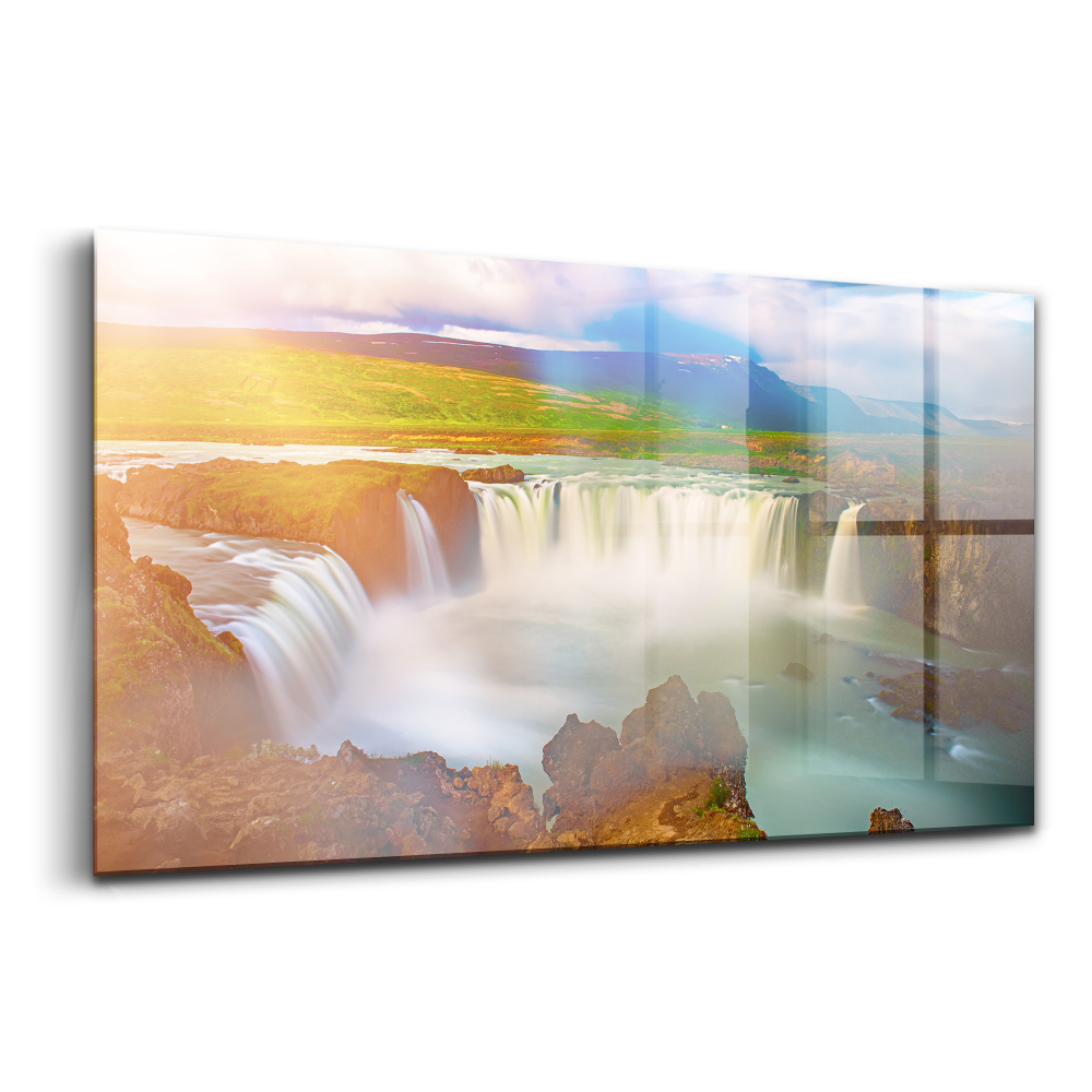 Egyedi üvegkép Godafoss vízesés Izlandon