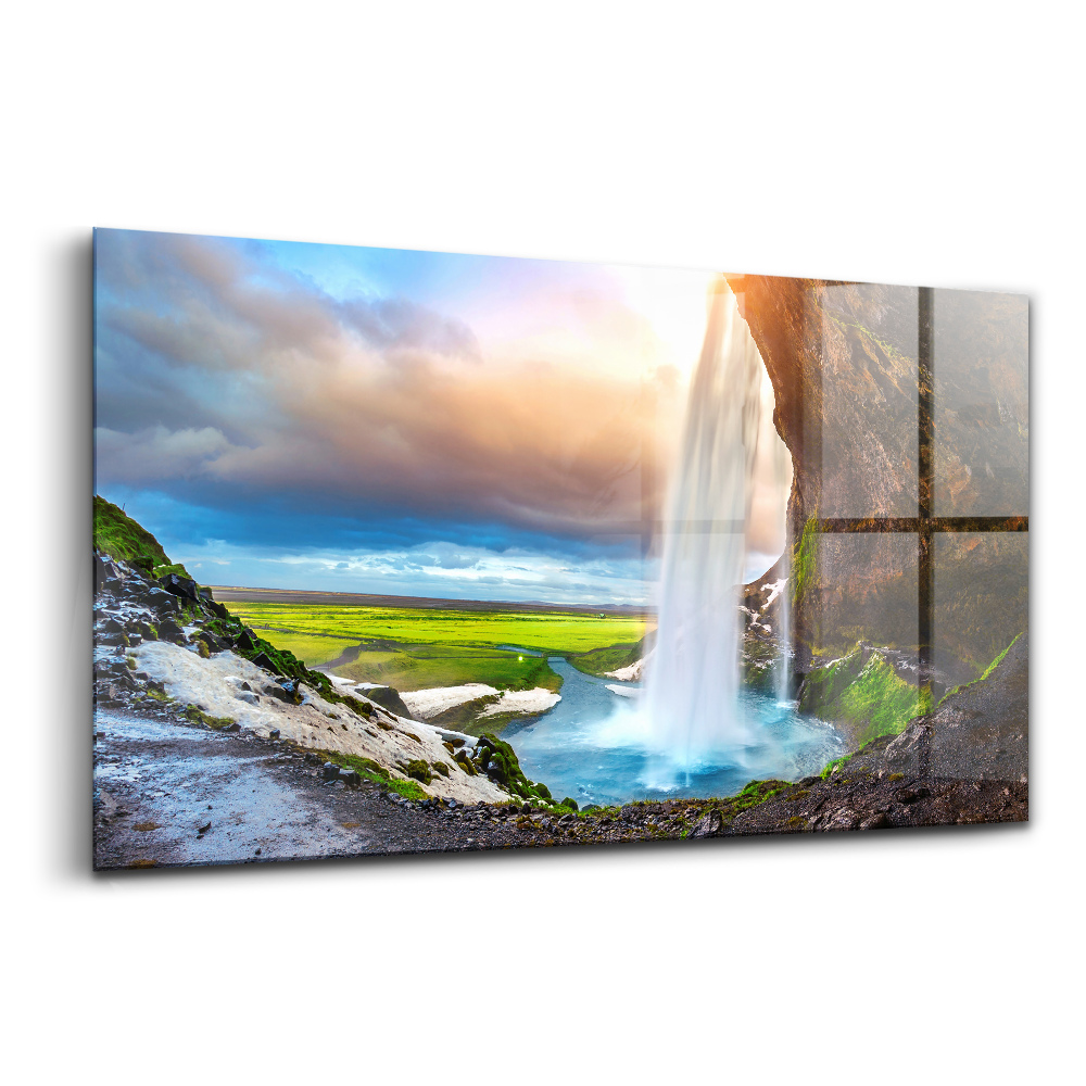 Üvegkép Seljalandsfoss vízesés Izlandon