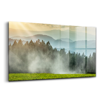 Üvegkép Hegyek táj beskidy lengyelország