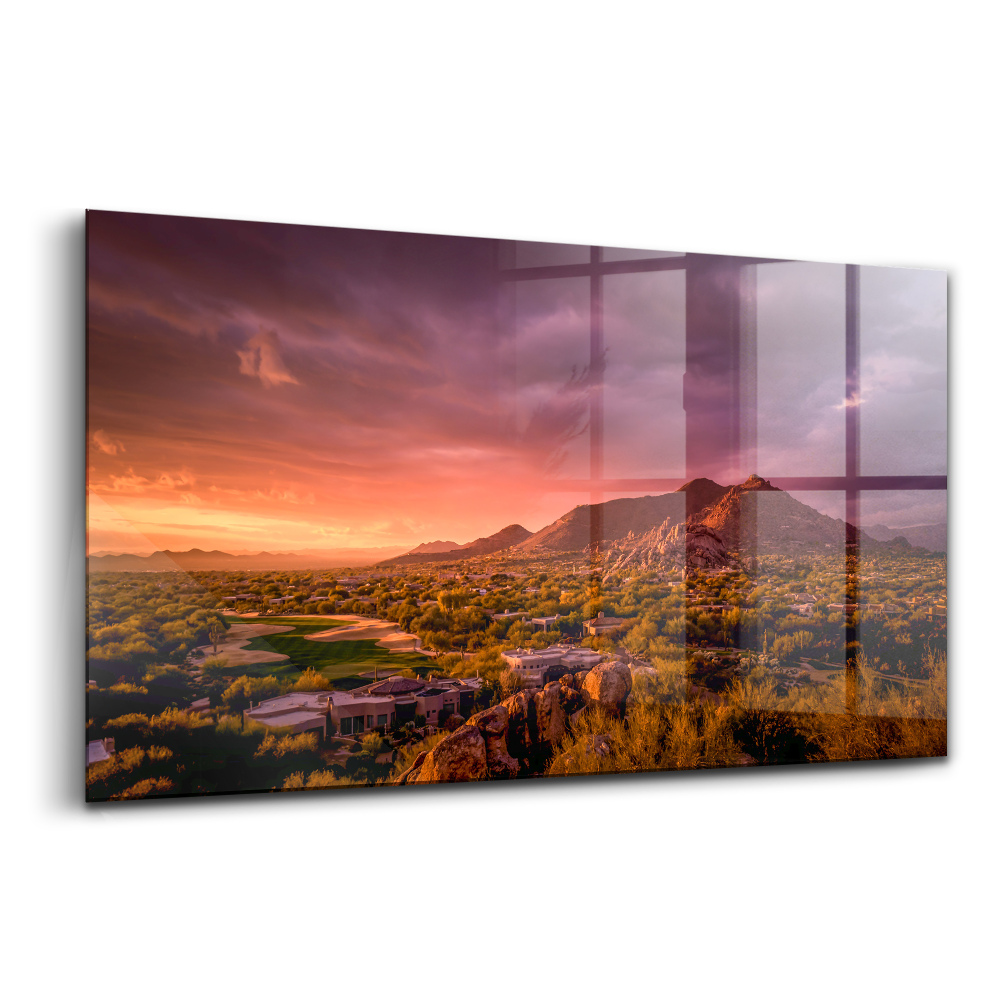 Egyedi üvegkép Naplemente Észak-Scottsdale felett